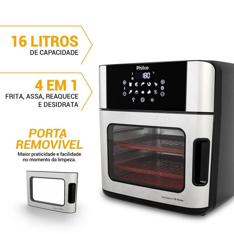 Air Fryer Philco 16L 4 em 1 Painel Digital PAF16A