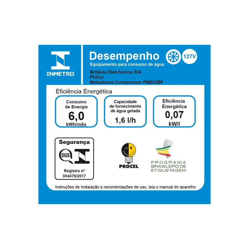 Bebedouro Philco PBE02BF Galão Água Gelada